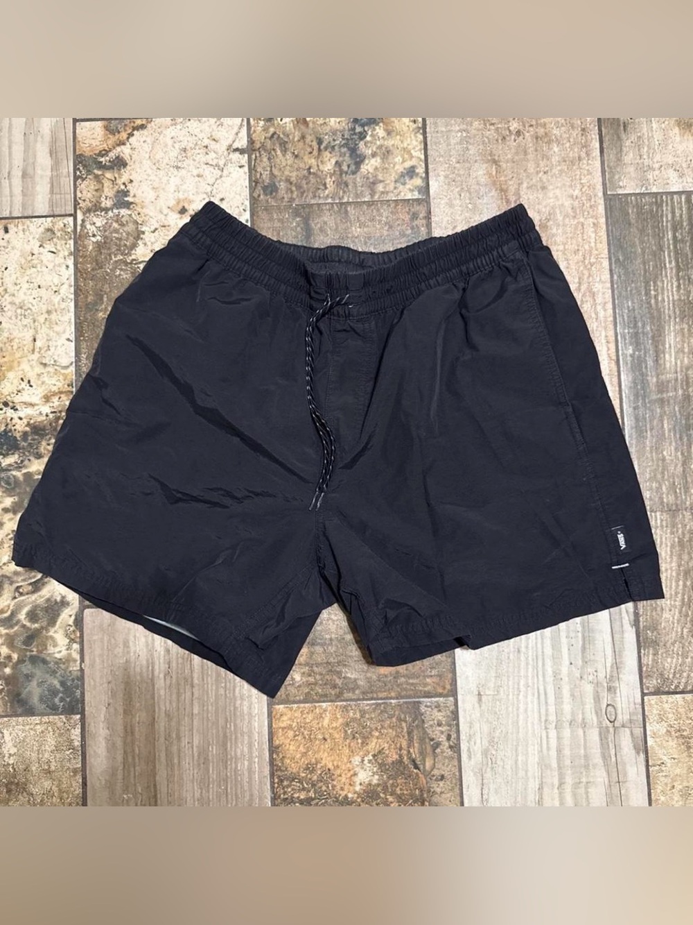 Vans Men's Black Athletic Shorts with Drawstring